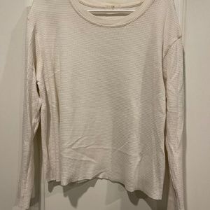 Anthropologie White long sleeve waffle shirt